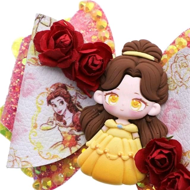 Yellow Princess DIY Faux Leather Hair Bow Kit That Makes One 4.25 inch Hair Bow.