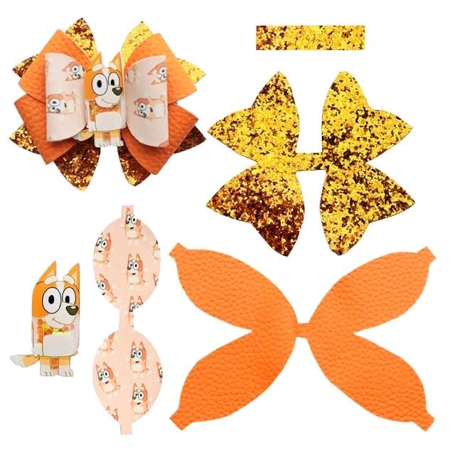 Orange Dog DIY Faux Leather Hair Bow Kit That Makes One 4.25 inch Hair Bow.