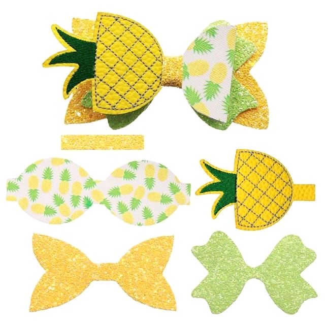 Pineapple DIY Faux Leather Hair Bow Kit That Makes One 5 inch Hair Bow.