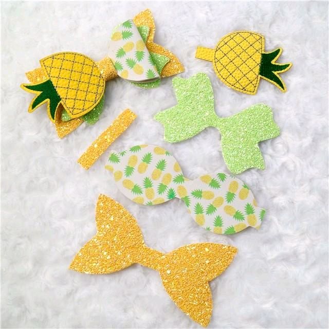 Pineapple DIY Faux Leather Hair Bow Kit That Makes One 5 inch Hair Bow.