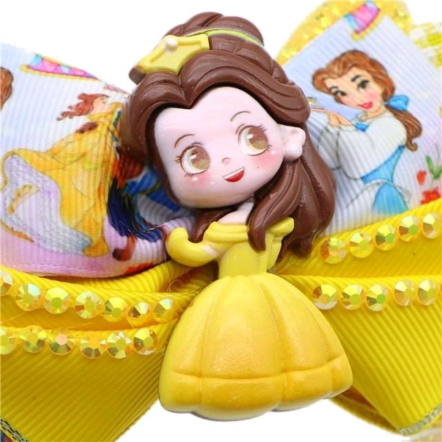 Yellow Princess DIY Ribbon & Faux Leather Hair Bow Kit That Makes One 4.25 inch Hair Bow.