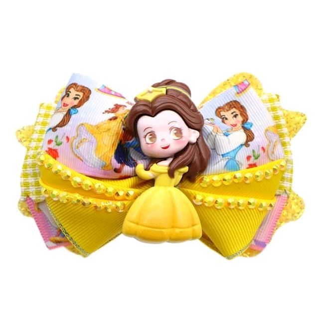 Yellow Princess DIY Ribbon & Faux Leather Hair Bow Kit That Makes One 4.25 inch Hair Bow.