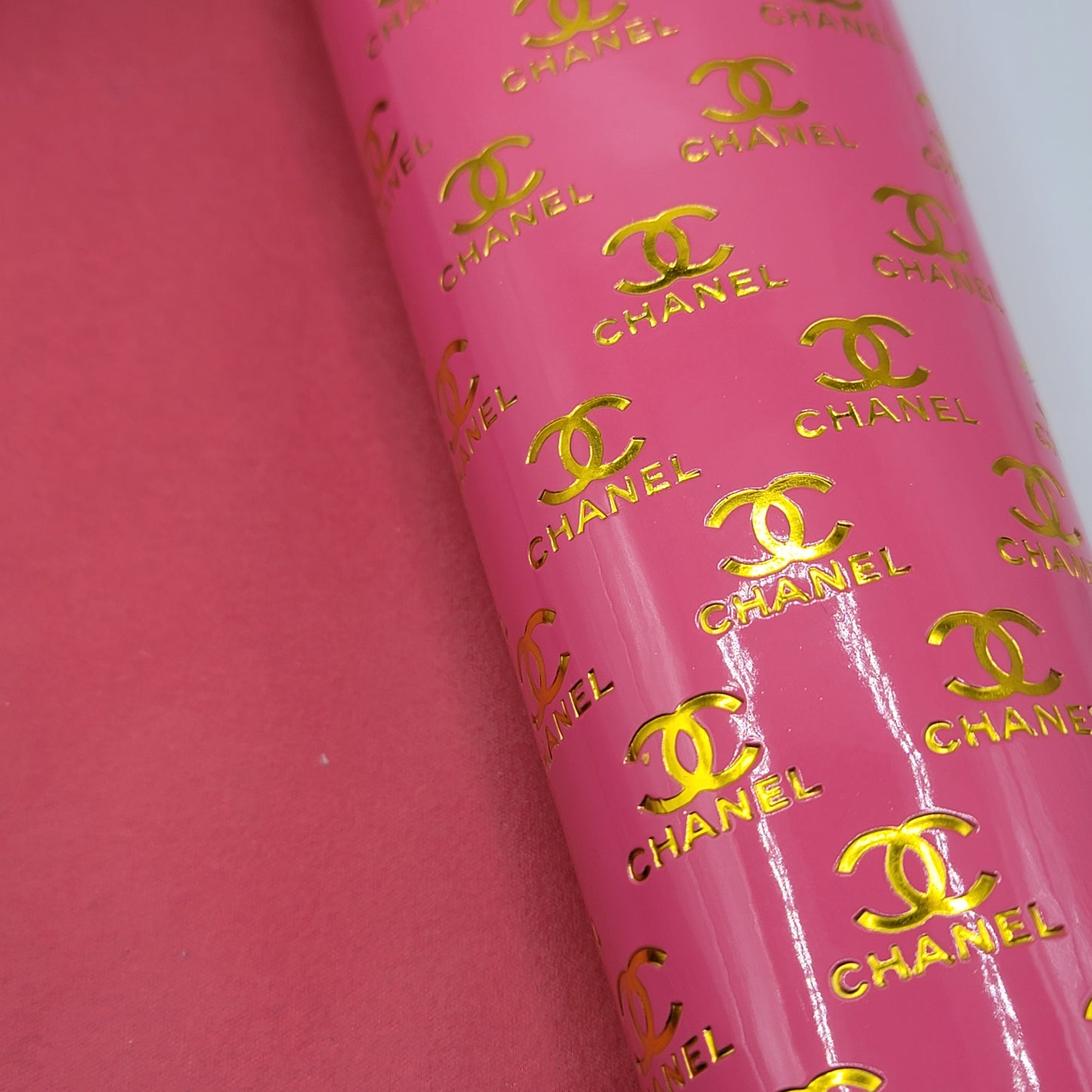 M32b Pink with Gold Foil Embossed CH Faux Leather