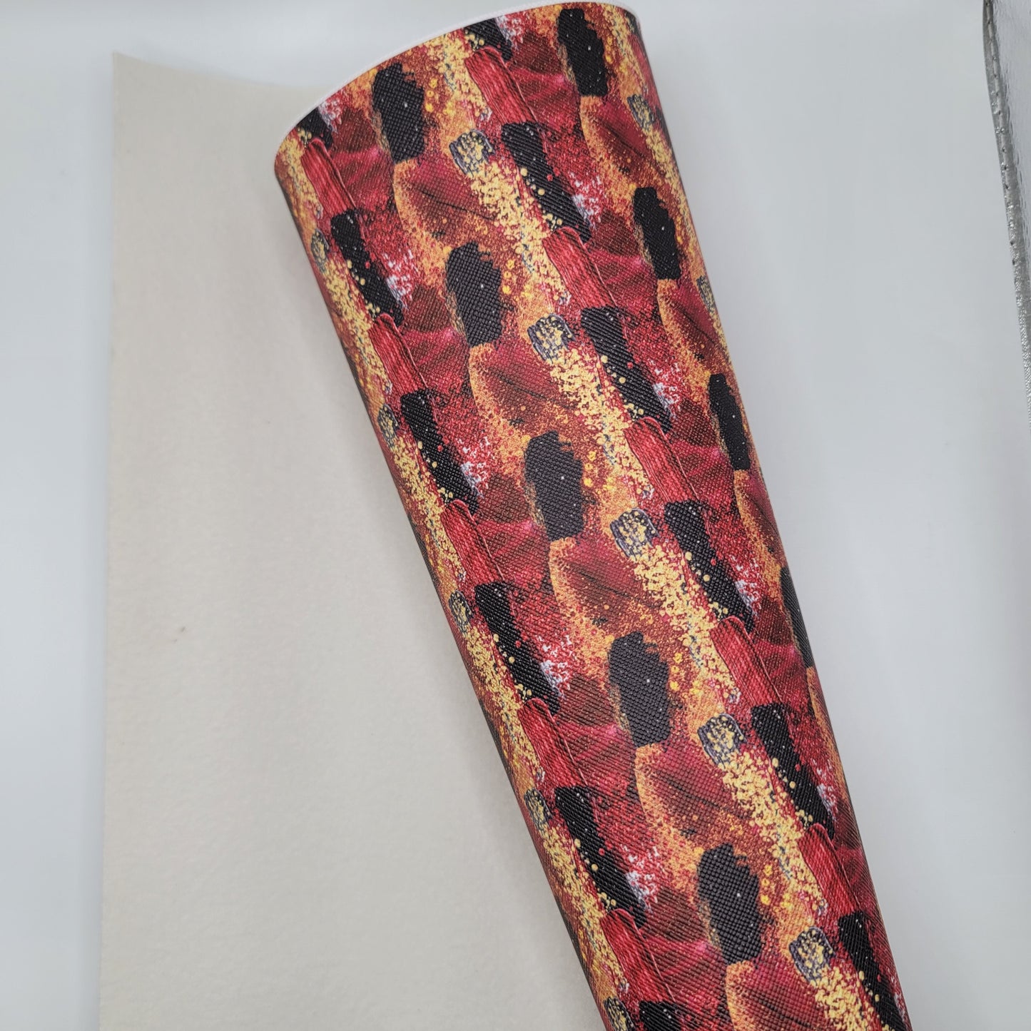 M59b Red Brush Strokes Faux Leather