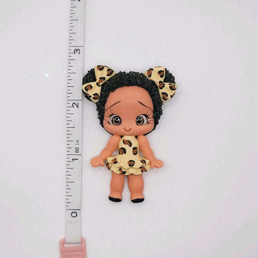 10c59 Leopard Print Clay Doll for DIY Craft Embellishments