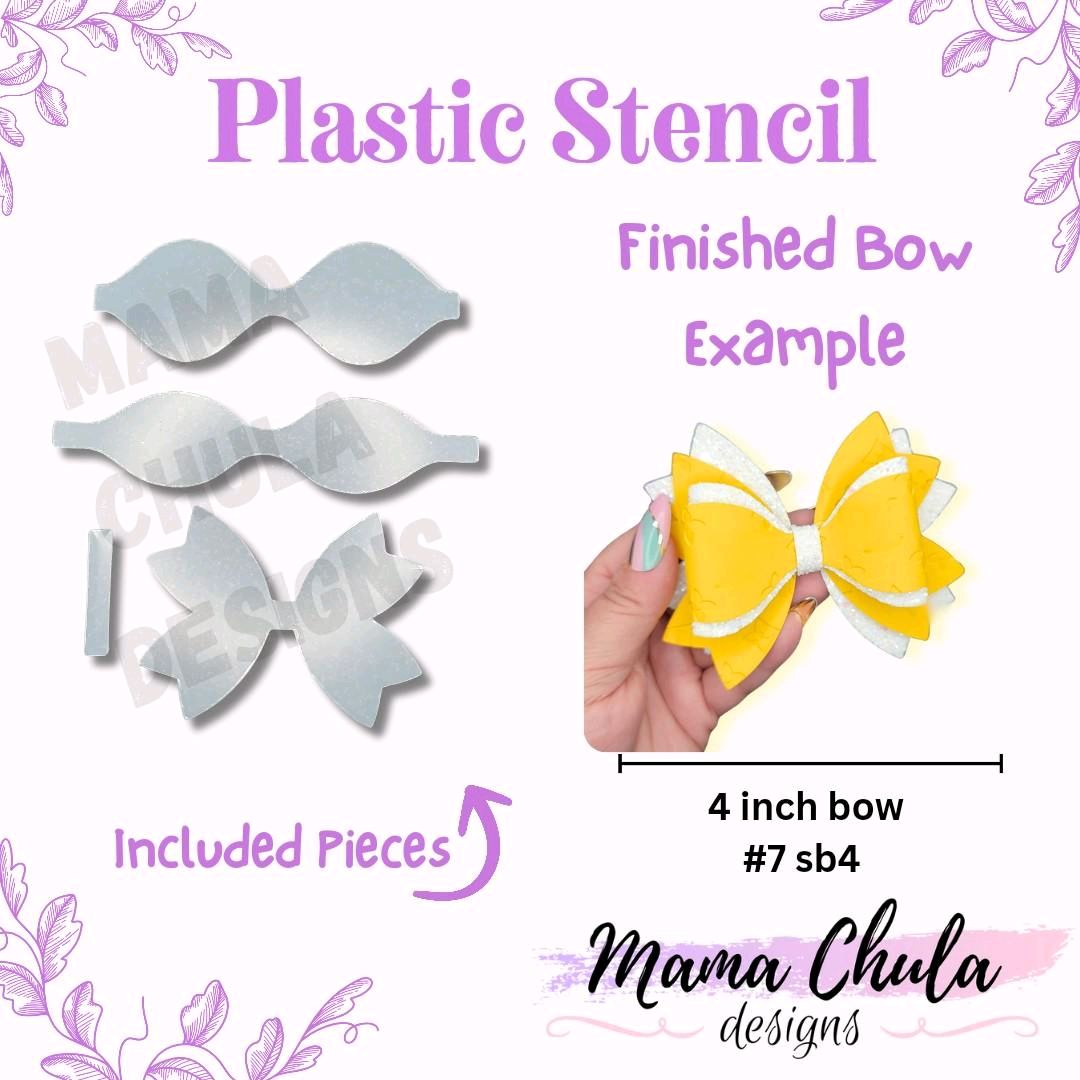 #7 Hairbow Plastic Stencil for DIY Faux Leather Project Crafts