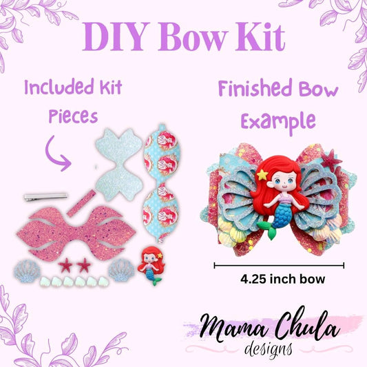 Mermaid DIY Faux Leather Hair Bow Kit That Makes One 4.25 inch Over-the-Top Hair Bow.