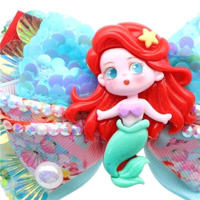 Mermaid DIY Ribbon & Faux Leather Hair Bow Kit That Makes One 4.25 inch Hair Bow.