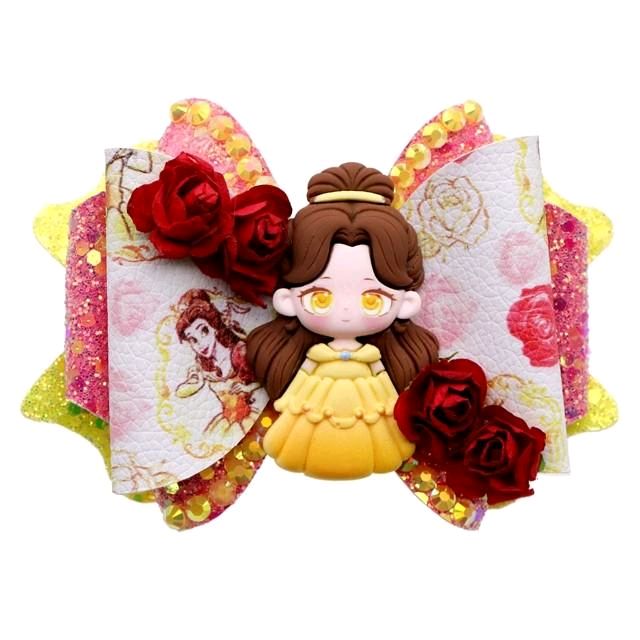 Yellow Princess DIY Faux Leather Hair Bow Kit That Makes One 4.25 inch Hair Bow.