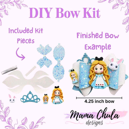 Wonderland DIY Faux Leather Hair Bow Kit That Makes One 4.25 inch Hair Bow.