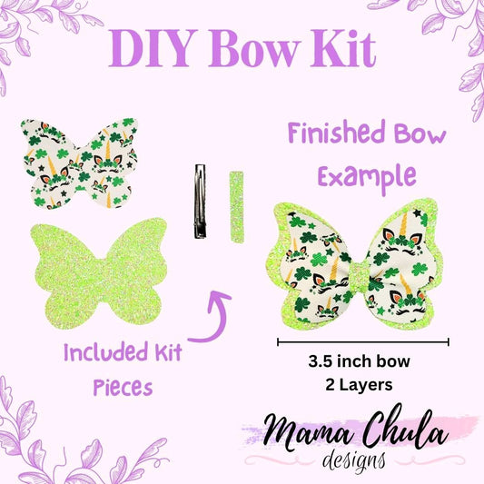St Patrick's Unicorn DIY Hair Bow Kits, select from 2 options