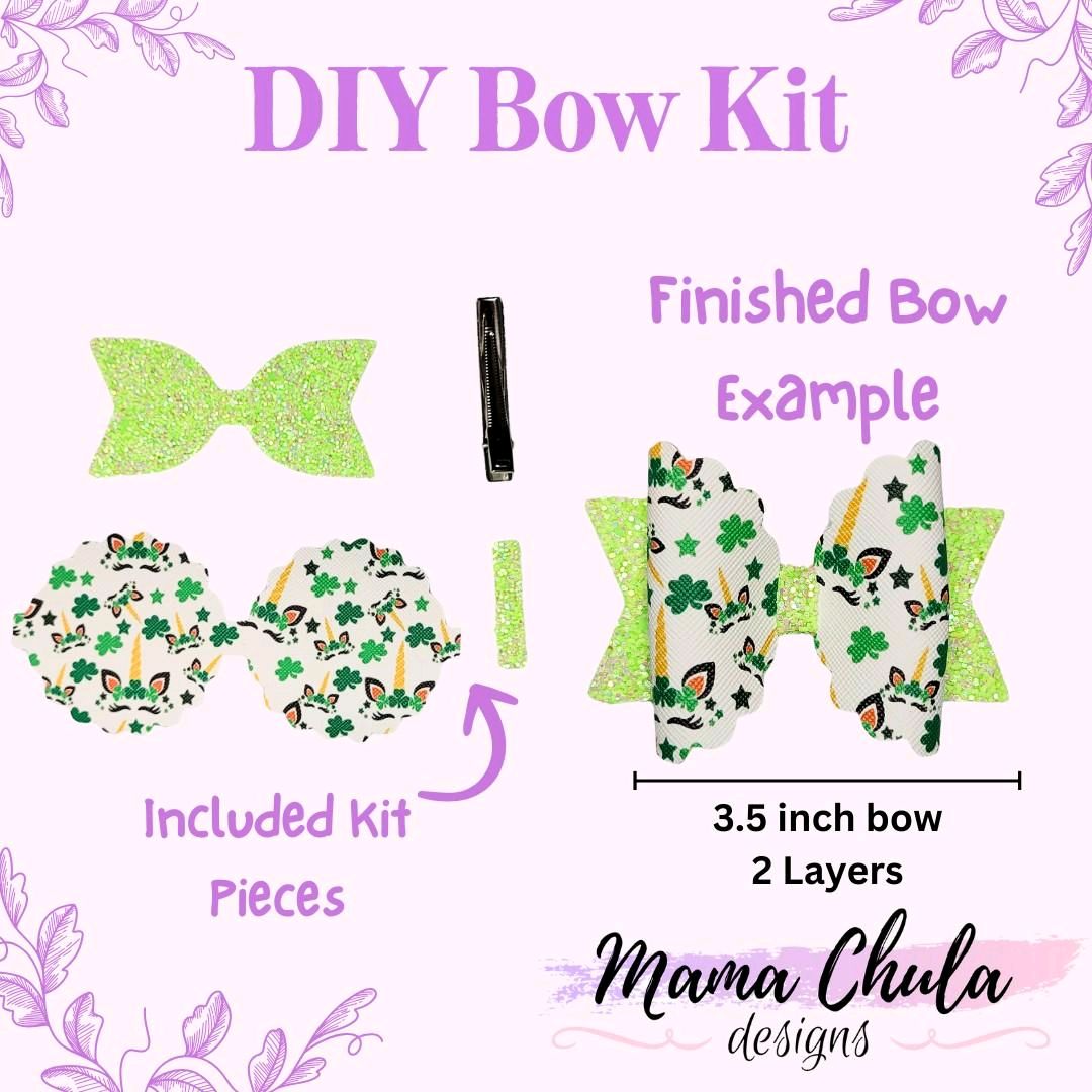 St Patrick's Unicorn DIY Hair Bow Kits, select from 2 options