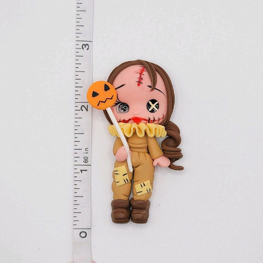 D10/51 Horror Pumpkin Girl Clay Doll Crafting Supplies for Craft Embellishments or Enhancements