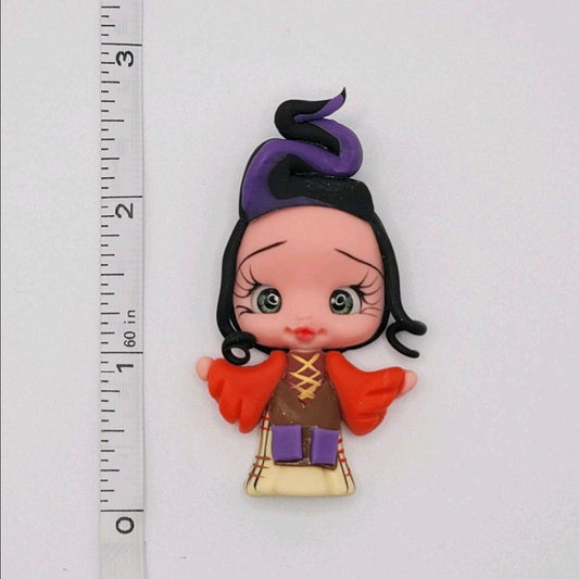 D12/48 Purple Hair Sister Witch Clay Doll Crafting Supplies for Craft Embellishments or Enhancements