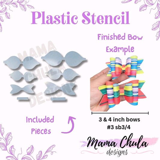 #3 Double Hairbows Plastic Stencil for DIY Faux Leather or Paper Project Crafts