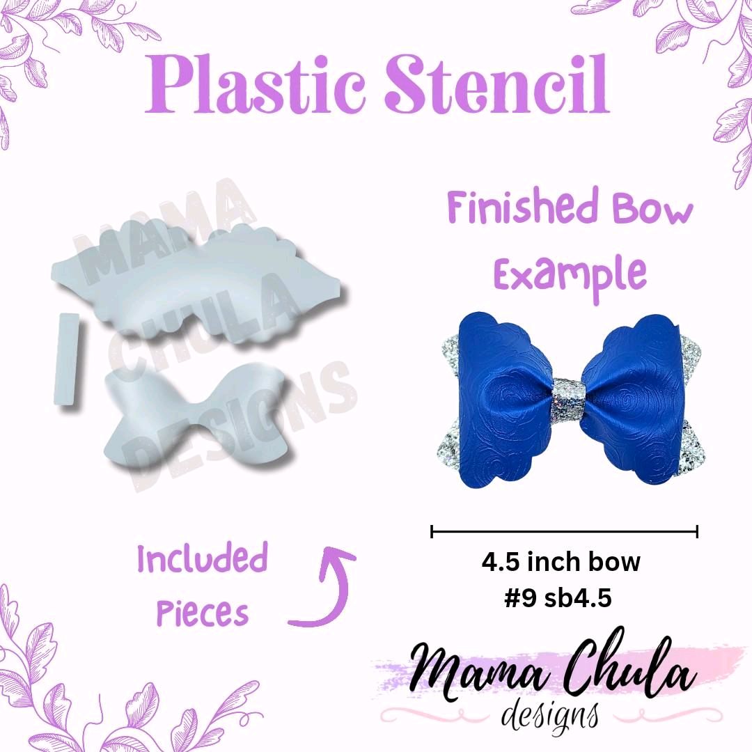 #9 Hairbow Plastic Stencil for DIY Faux Leather or Paper Project Crafts