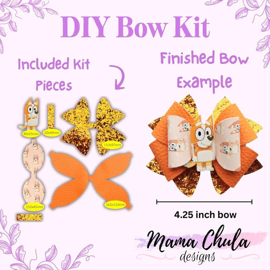 Orange Dog DIY Faux Leather Hair Bow Kit That Makes One 4.25 inch Hair Bow.
