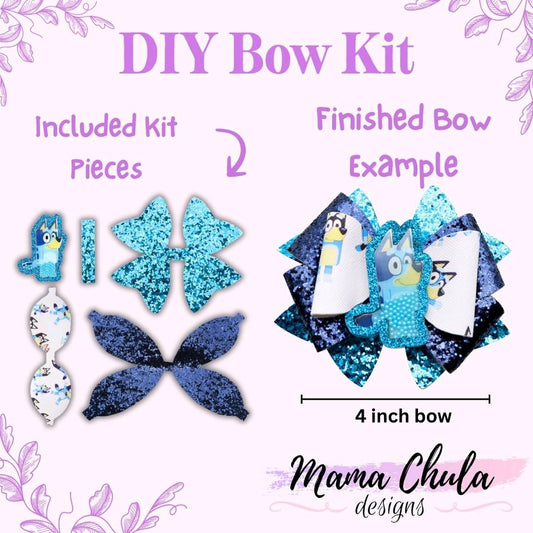 Blue Dog DIY Faux Leather Hair Bow Kit That Makes One 4 inch Hair Bow.