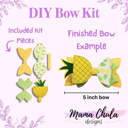 Pineapple DIY Faux Leather Hair Bow Kit That Makes One 5 inch Hair Bow.
