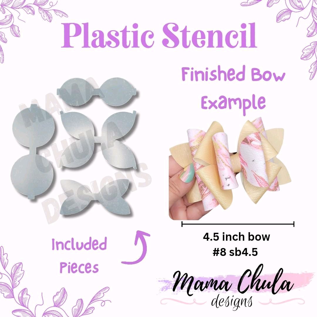 #8 HairbowPlastic Stencil for DIY Faux Leather Project Crafts