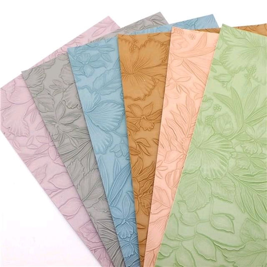 Embossed Leaves Faux Leather Sheet Set for Hair Bow Making and other DIY Projects