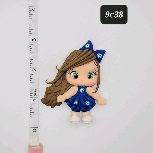 9C38 Blue Evil Eye Clay Doll DIY Craft Embellishment