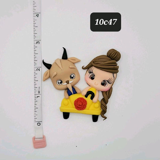 10c47 Belle Couple Clay Doll DIY Craft Embellishment