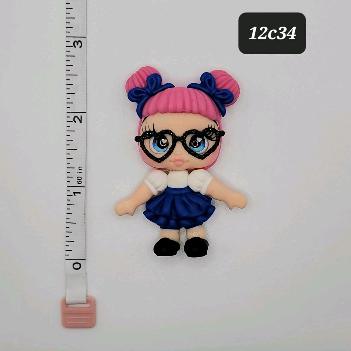 12c34 School Girl Clay Doll DIY Craft Embellishment