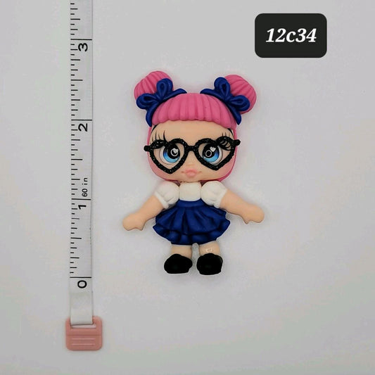 12c34 School Girl Clay Doll DIY Craft Embellishment