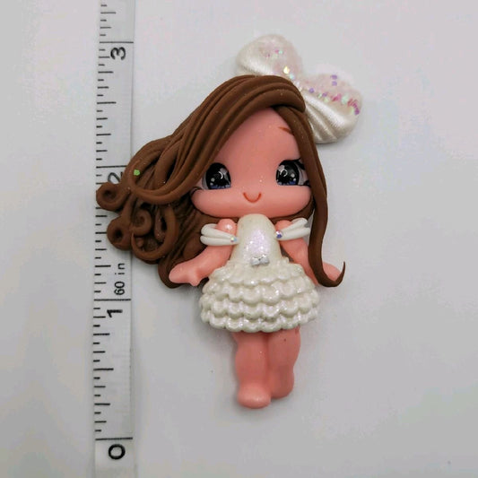 D12C19 White Dress Clay Doll Crafting Supplies for Craft Embellishments or Enhancements