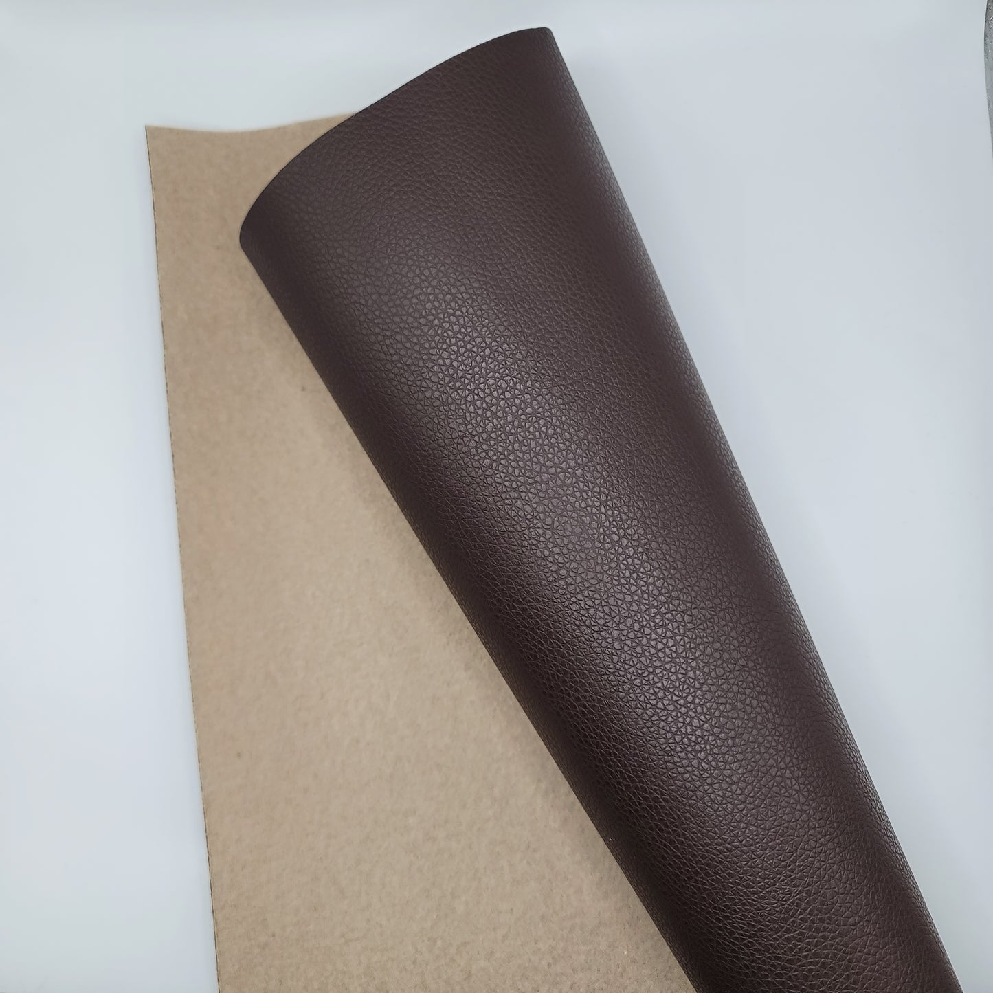 M32b Dark Brown Solid Color Litchi Faux Leather