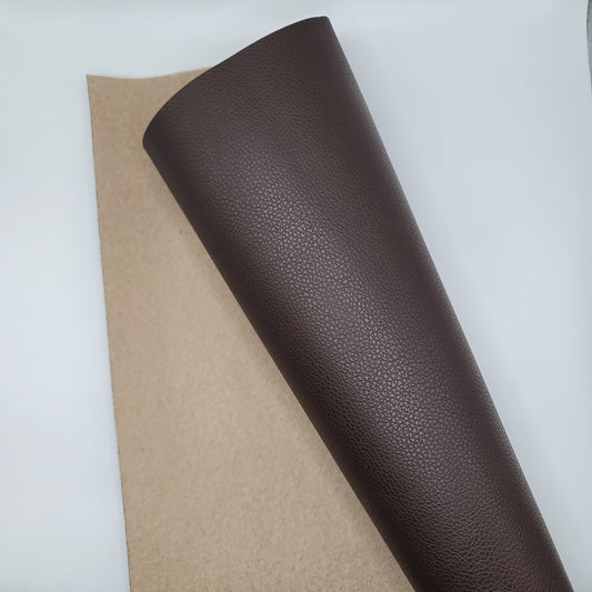 M32b Dark Brown Solid Color Litchi Faux Leather