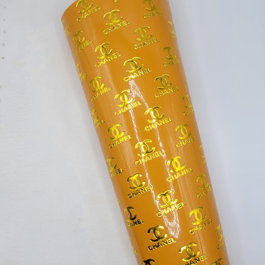 M32b Mustard with Gold Foil Embossed CH Faux Leather