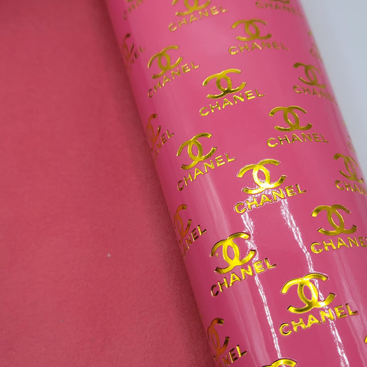 M32b Pink with Gold Foil Embossed CH Faux Leather