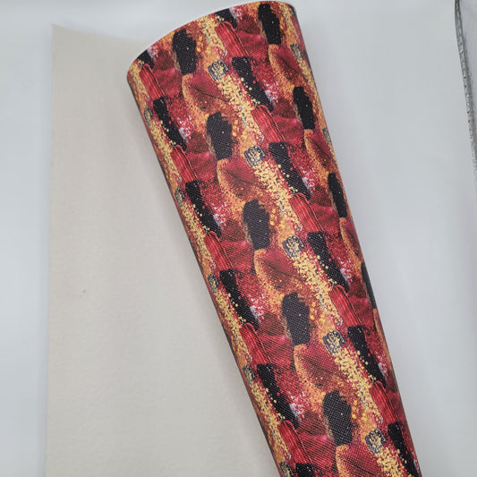 M59b Red Brush Strokes Faux Leather