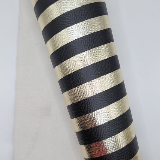 M33 Black & Gold Stripes Faux Leather