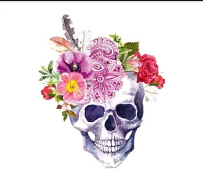 FA4 DTF Flowers Skull Heat Transfer