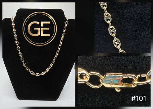 #101 Gold-Filled, 18 inch, 7mm Puffed Mariner Chain