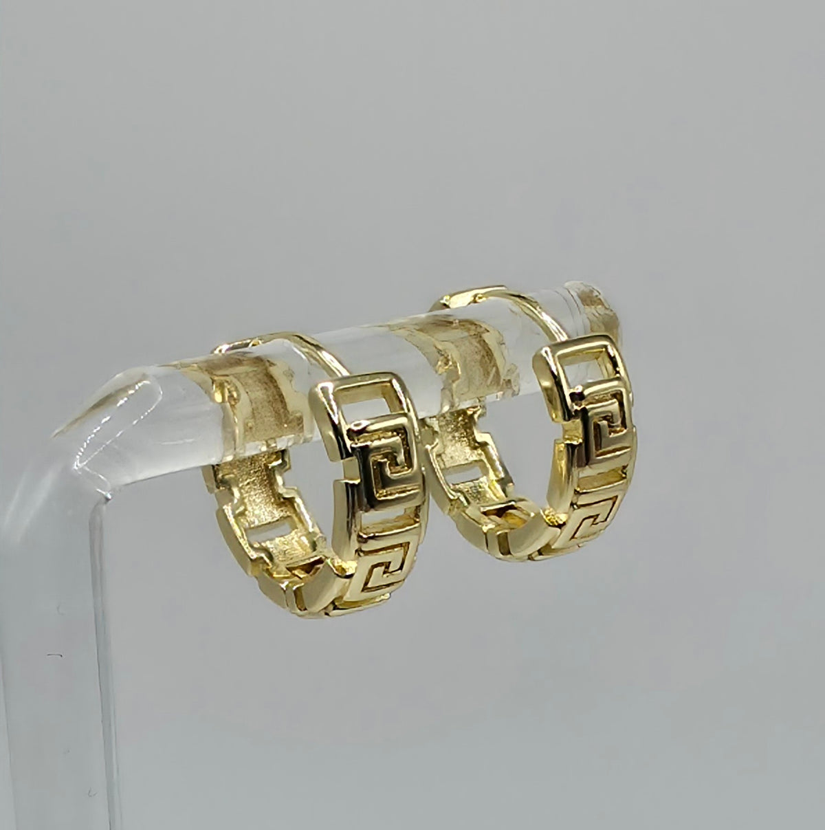 #105 Greek Key Gold-Filled Huggie Hoop Earringd