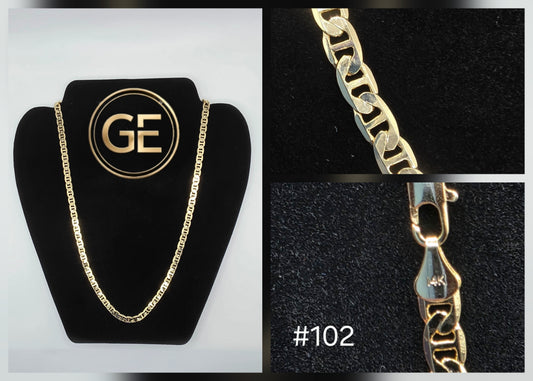 #102 Gold-Filled, 20 inch, 5mm Flat Mariner Chain